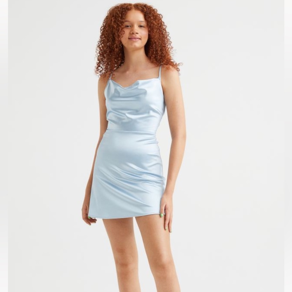Baby Blue Satin Dress from H&M